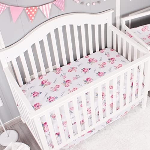 Belsden Pack of 3 Floral Crib Sheets for Baby Girl