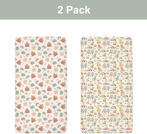 Fun Beach Days Crib Sheets 28x52 Retro Umbrella Pattern