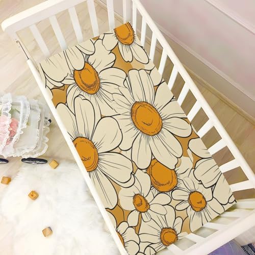 Gbjiemia Groovy Flower Crib Sheets 39x27x5in