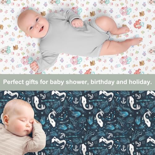 Navy Mermaids Baby Crib Sheets 52x28 Fitted 2 Pack