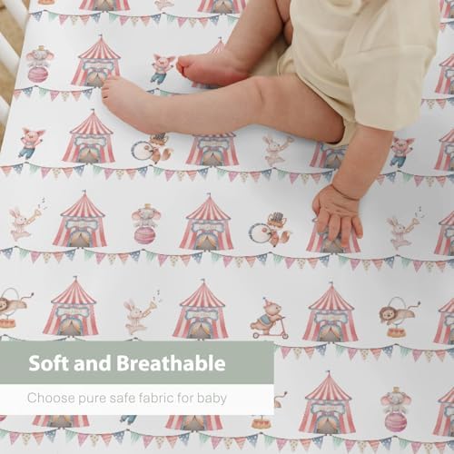 ZoUbqchY Watercolor Circus Animals Crib Sheets