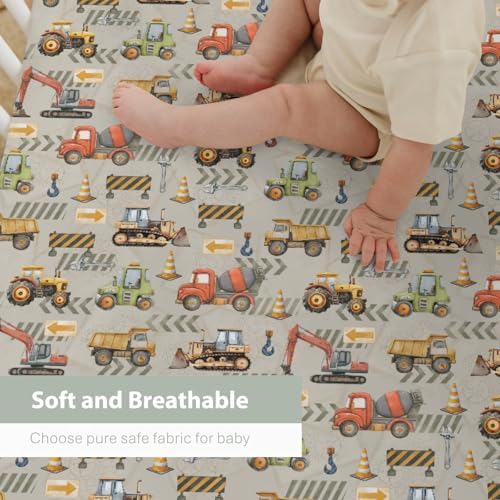 Construction Truck Baby Crib Sheets 52x28In
