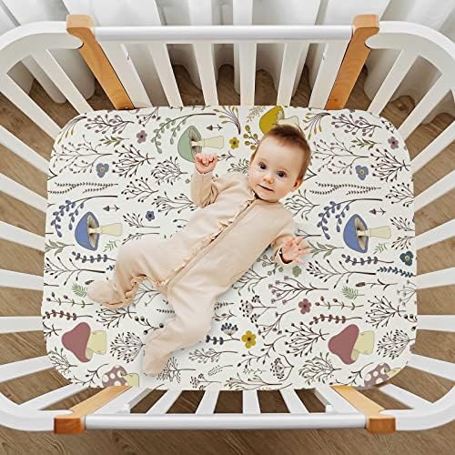 KICPOAY Fitted Crib Sheets with Wild Plants Pattern 1