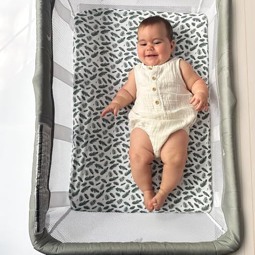 Quiggly Bassinet Sheets with Forest Tree Pattern - 2 Pack Organic Cotton