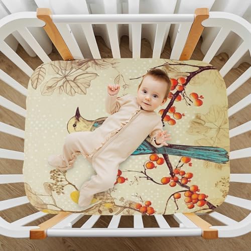 Jihqo Beautiful Forest Bird Crib Sheets Pack N Play