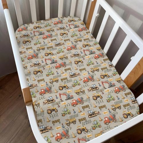 Construction Truck Crib Sheets 28x52 Soft Fitted Mattress Covers