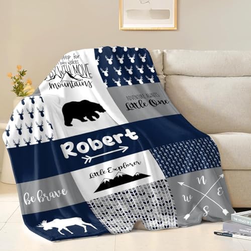 Fifishop Personalized Flannel Baby Blanket with Name