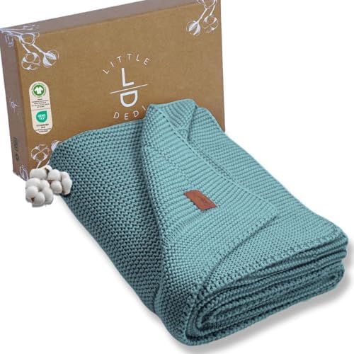 Little Dedi 100 Organic Cotton Swaddling Blanket - Smoke Blue 30x40