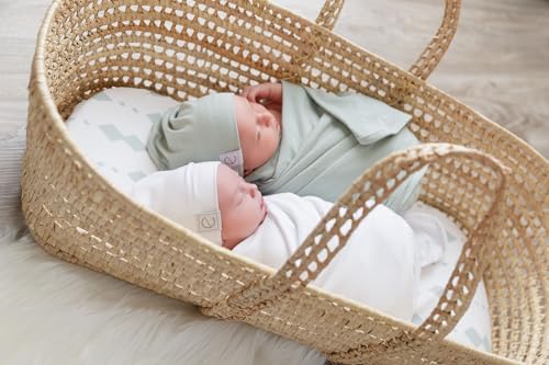 Elys Co Bassinet Sheets 2-Pack Neutral Grey Sage Diamond
