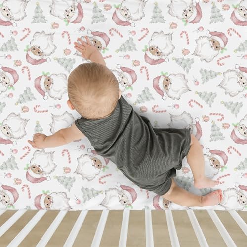 Christmas Santa Crib Sheet 52x28 for Baby Boy Girl