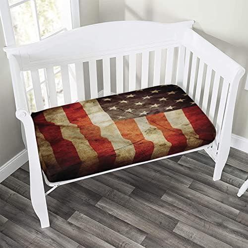 XISUNYA Decorative Crib Sheet Set American Flag Microfiber