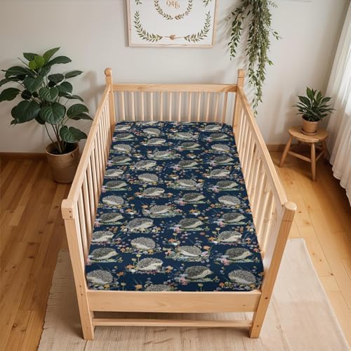 Happy Hedgehogs Cartoon Crib Sheets 28x52