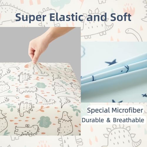 SDIII 2 Pack Space Dinosaur Crib Sheets for Boys Girls