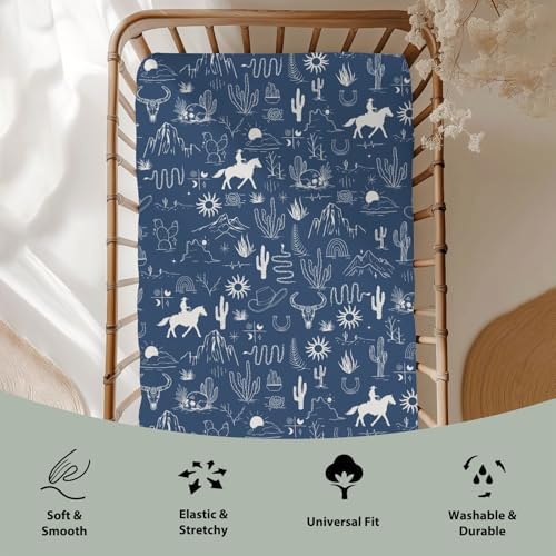 Western Cowboy Baby Crib Sheets 52x28 Inch Soft Fitted Mattress Cover