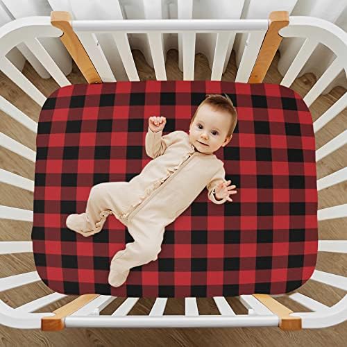 WELLDAY Red Buffalo Plaid Crib Sheets for Boys Girls