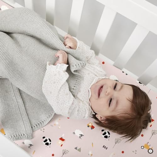 Plushii 4 Pack Fitted Crib Sheets with Pink Sheep Design