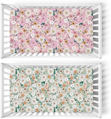 Soft Boho Floral Crib Sheets 2 Pack
