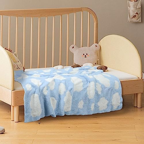 JOOJA Soft Knitted Baby Cloud Blanket 30x40 Inches Blue