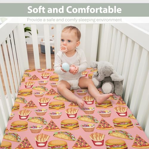 Fun Burger Pizza Crib Sheet 52x28 Fitted Set