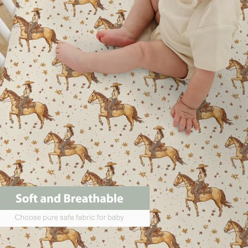 Retro Western Cowgirl Stars Crib Sheets 52x28