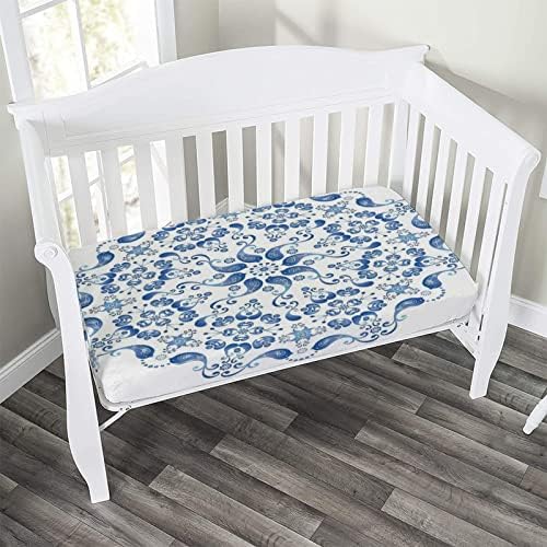 XISUNYA Mandala Crib Sheet Set Blue White 1