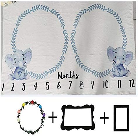 Citihomy Baby Milestone Blanket with Elephant Wreath