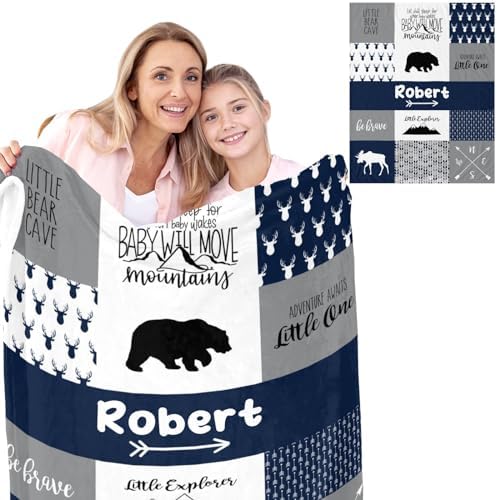 Fifishop Personalized Flannel Baby Blanket with Name