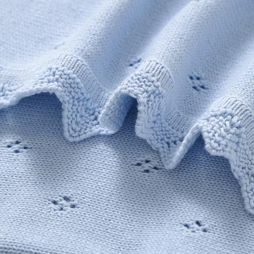 Mimixiong 30x40 Inch Light Blue Cotton Swaddling Blanket