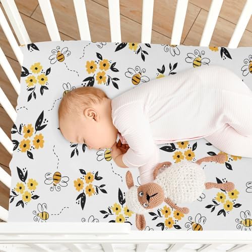 Gbjiemia Crib Sheets Bees and Flower for Boys Girls