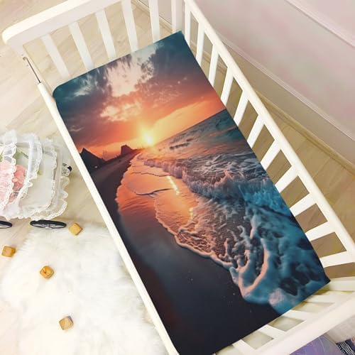 Jihqo Seacoast Crib Sheets Pack N Play Soft Breathable 39x27