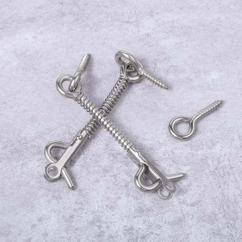 4PCS Stainless Steel Spring Hook and Eye Latch for Doors