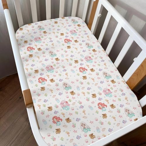 Navy Mermaids Baby Crib Sheets 52x28 Fitted 2 Pack