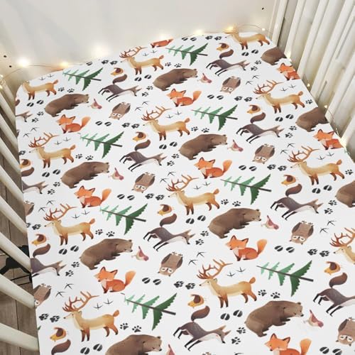 Cute Animals Crib Sheets for Boy Girl 28x52 Inch