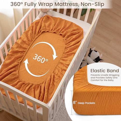 Davids Kids Muslin Crib Sheets 2 Pack Beige Ginger