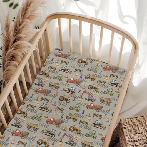 Construction Truck Baby Crib Sheets 52x28In