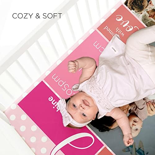 Ussunarts Personalized Crib Sheet with Baby Name and Picture Pink