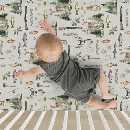 ZoUbqchY Baby Crib Sheets with Deer Paws Pattern