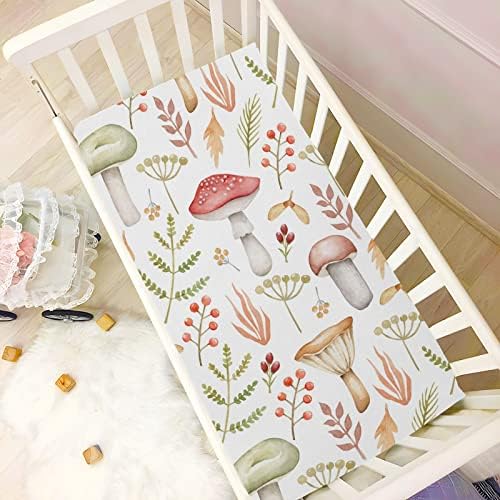 Kigai Mushroom Twig Crib Sheet for Girls and Boys