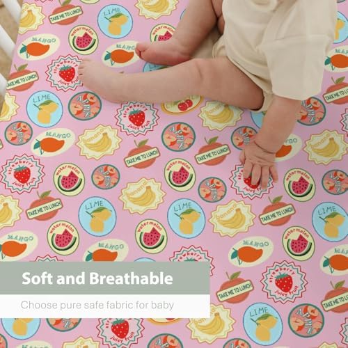 Fruits Summer Preppy Crib Sheets 52x28Inch