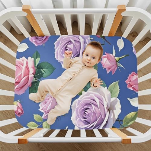 FASHONFASCIN Crib Sheets Rose Print Fitted