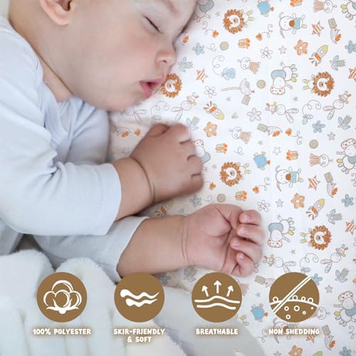 NEKSUN Mini Crib Sheet with Animals Print