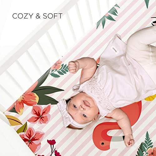 Ussunarts Flamingo Crib Sheet with Name Personalized