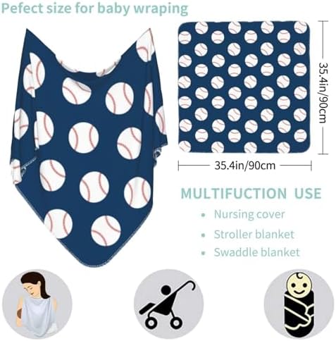 Sanghing Baseball Blue Swaddle Blanket for Newborn