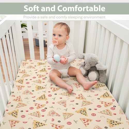 Watercolor Pizza Baby Crib Sheets 52x28 Inch