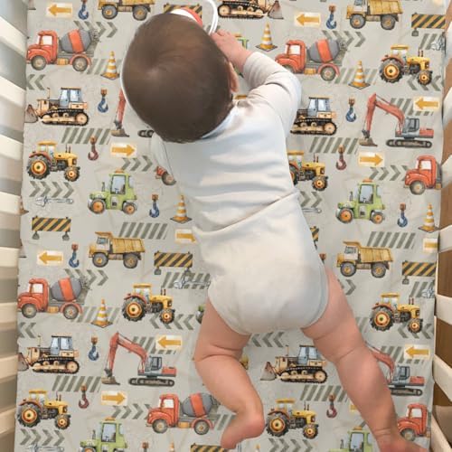 Construction Truck Crib Sheets 28x52 Soft Fitted Mattress Covers