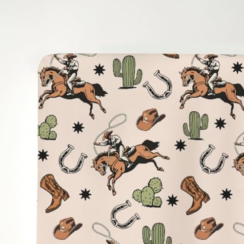 Retro Western Cowboy Crib Sheets 52x28 Inch