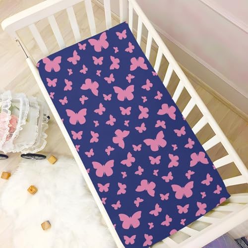 Gbjiemia Navy Butterfly Crib Sheets for Baby Boys Girls
