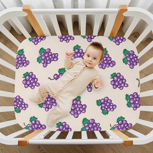 MNSRUU Crib Sheets for Boys Girls Grapes Pattern Fitted Playard Bedding