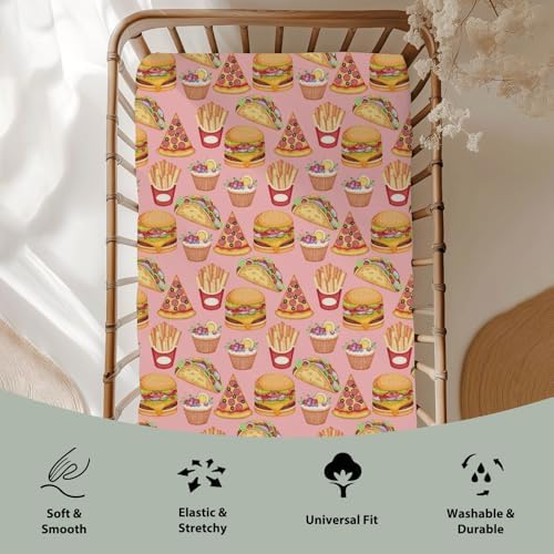 Fun Burger Pizza Crib Sheet 52x28 Fitted Set