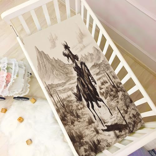 Jihqo Western Desert Cowboys Crib Sheets Pack N Play Soft Breathable